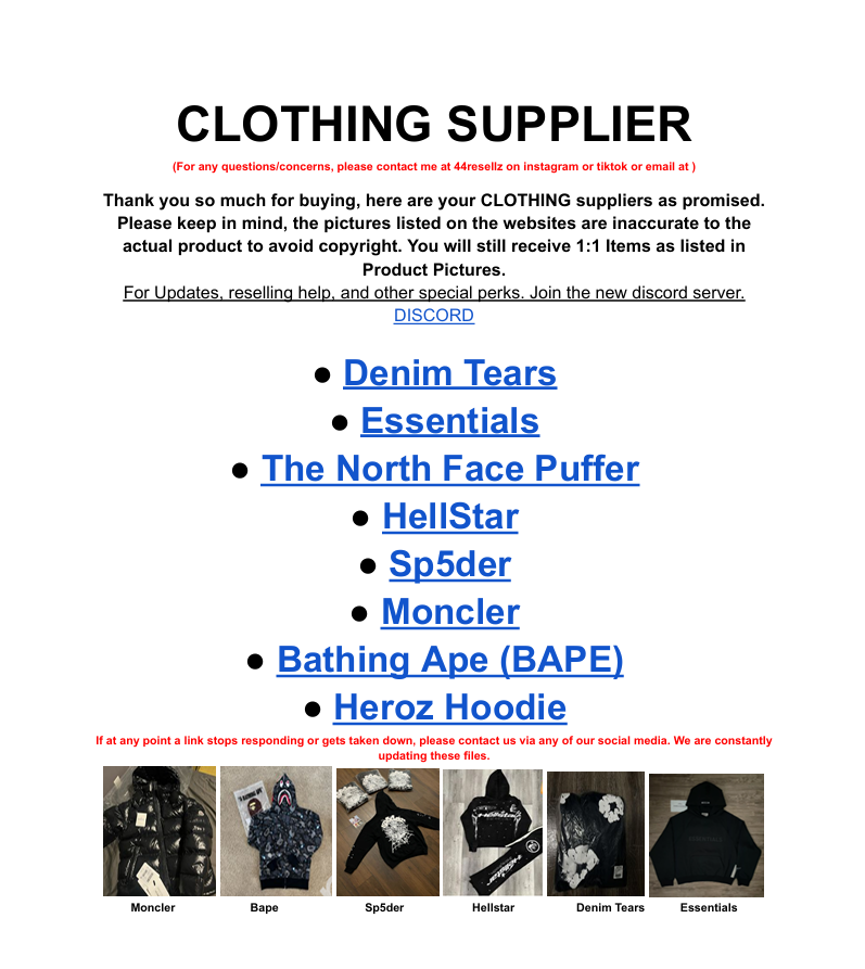 Clothing Suppliers